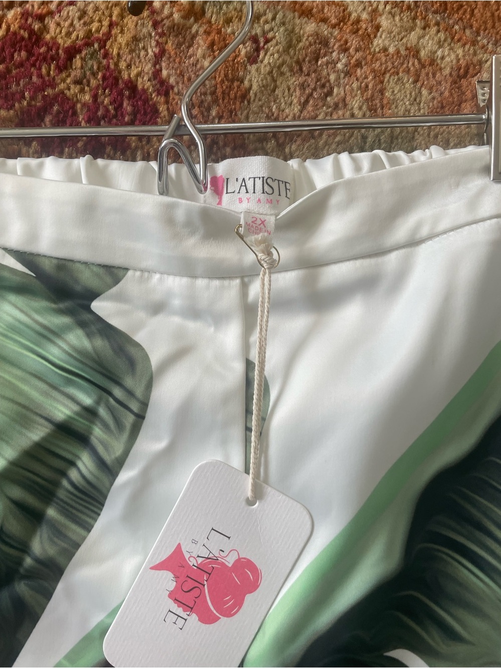 3pc Set L'ATISTE by Amy NWT Greenleaf Pant Set Tropical Leaf SIZE 2X - Picture 12 of 16